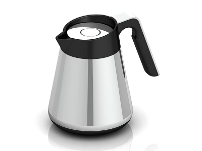 Sleek Modern Electric Kettle With Silver Stainless Steel Body And Black Handle 3d model