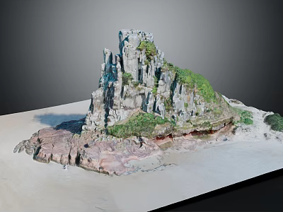 Rocky Terrain Model With Steep Cliff Formations And Green Vegetation Coverage 3d model