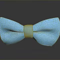 Adorable Animal Wearing Blue Knitted Bow Tie On Reflective Gray Background