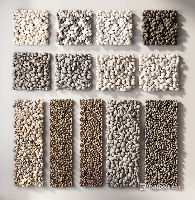 Different Types of Natural Stone Stepping Stones with Varied Colors and Textures 3d model 