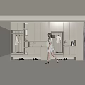 Modern Beige Shoe Cabinet Design With Integrated Storage And Clothing Hanging Sections