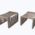 Two Modern Brown Woven Stools Perfect For Home Decor And Seating 3d model