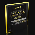 Manfrotto Event Display Wall With Yellow Hexagon Icons And Product Details