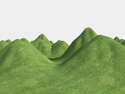 Micro Terrain Landscape With Green Rolling Hills And Lush Grass 3d model