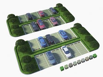 Parking Space Grass Brick Parking Ecological Parking Outdoor Parking Car 3d model