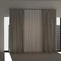 Neutral Toned Geometric Pattern Panel Curtains With White Sheer Window Drapes