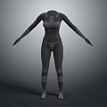 3D Humanoid Character Model In Gray Futuristic Combat Suit With Armor Details