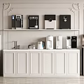 Home Interior Featuring Daily Use Appliances Coffee Makers Water Dispensers Kettles On White Cabinets Decorative Walls