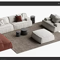 Baxter Damascus Sofa Coffee Table Combination Single Sofa Double Sofa 3d model