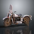 Vintage White Police Motorcycle With Classic Siren Black Seat And Metallic Wheels