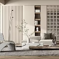 Quiet sofa tea table combination 3d model