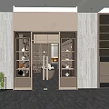Elegant Modern Specialty Store with Glass Doors Marble Walls and Display Cabinets
