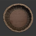 Handwoven Brown Storage Basket With Natural Woven Edges And Round Shape