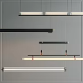 Modern Linear Chandelier With Black Metal Frame White Light Bars And Suspended Structure Design