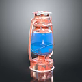 Rusted Kerosene Lamp With Blue Liquid Metal Handle And Reflective Base