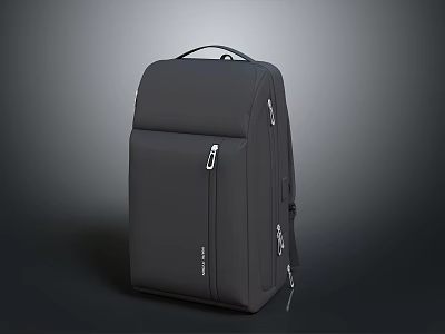 Black Modern Design Backpack With Zipper Closure And Adjustable Shoulder Straps 3d model