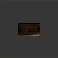 Vintage Dark Brown Wooden Chest Displaying Hand Painted Tree Designs And Distressed Finish