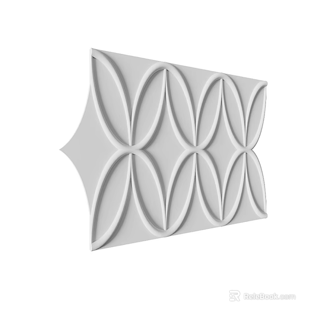 Sleek White Wall Panel With Repeating Oval Pattern For Modern Interior Decor 3d model