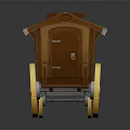 Vintage Wooden Horse Carriage With Green Roof And Golden Wheels Design