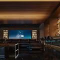 Modern Home Theater Room Interior With Comfortable Sofa Projection Screen And Ambient Lighting Design