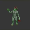 Mythical Fantasy Creature With Teal Mane White Spotted Body Holding Pink Gem