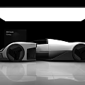 Polestar Synergy White Supercar Showcased In Modern Showroom With Ceiling Lighting Design