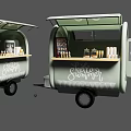 Two Green Food Carts With Sweet Summer Signs Open Windows And Drinks