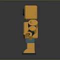 Yellow Block Shaped Robot Creature With Black Large Eyes And Green Joints