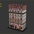 Detailed Multi Storey Building Model Featuring Classic Windows And Ground Floor Storefronts 3d model