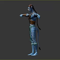 Blue Skinned Fantasy Character Red Hair Brown Belt Arm Wristbands Standing Arms Outstretched