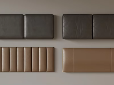 Leather Headboards With Dark Light Colors And Panel Striped Designs For Modern Interior 3d model