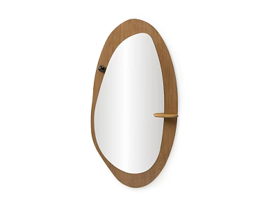 Oval Wooden Frame Mirror Design For Modern Home Decor With Sleek Appearance 3d model