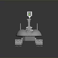 White Robotic Explorer With Multiple Wheels Top Camera Green Light And Mechanical Arm 3d model