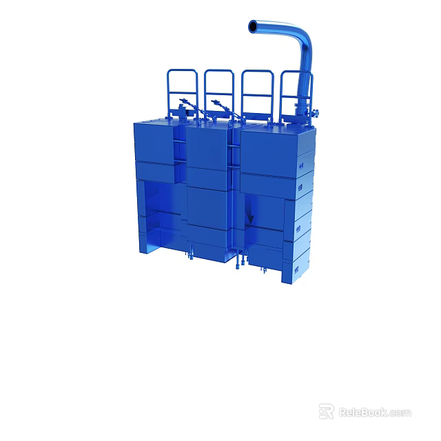 Multifunctional Blue Industrial Storage Unit With Multiple Drawers And Top Guardrail 3d model 