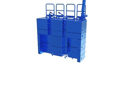 Multifunctional Blue Industrial Storage Unit With Multiple Drawers And Top Guardrail 3d model