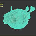 Detailed Inflated Spotted Puffer Fish With Sharp Spines On Dark Background