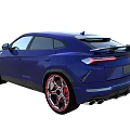 Sporty Blue SUV Car With Red Accent Wheels And Sleek Aerodynamic Exterior Design
