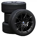 High Quality Car Tires Stacked With Stylish Black Alloy Wheels BMW Logo Center
