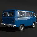 Classic Blue Vintage Van With Multiple Windows And Retro Front Design 3d model