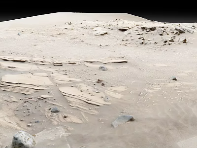 Martian Surface Landscape With Sandy Terrain Layered Rock Structures And Scattered Stones 3d model