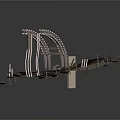 Wooden Arch Structure With Rock Pile And Wooden Platform Design