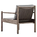Modern Minimalist Dining Chair With Wooden Frame And Black Leather Seat Backrest