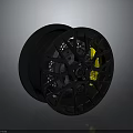 Black Car Wheel Rim With Yellow Center And Alloy Design For Automotive Vehicles