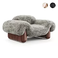 Gray Plush Single Seater Sofa With Unique Design And Wooden Legs