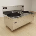 Stainless Steel Kitchen Cooking Station With Double Burners And Storage Drawers
