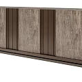 Modern Wooden TV Stand With Brown Vertical Panels And Natural Wood Grain Texture