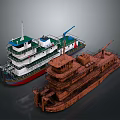 Modern And Rusty Old Water Vehicles 3D Models With Detailed Structures