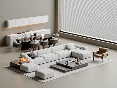 Modern sofa coffee table combination 3d model