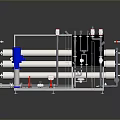 Industrial Water Treatment System With Cylindrical Filters Pipes Valves And Metal Frame