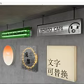 Road Facilities Featuring Wall Mounted Illuminated Signs With Various Shapes And Text Content 3d model